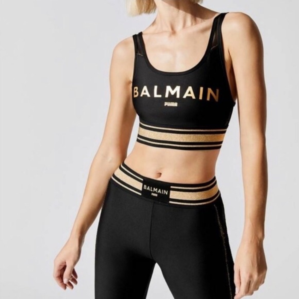Balmain x Puma Black and Gold Sports Bra- Limited Edition